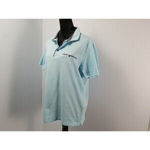 Visconti Black 1/4 Button Polo Shirt Mens XL Blue w/ Print Jacquard Interlock